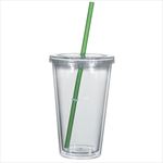 Clear Tumbler with Green Straw